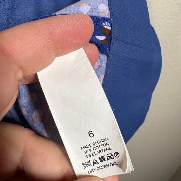 Kate Spade Size 6 Fit & Flare Mini Dress Blue White Geo Dot Poplin Cotton Blend - Picture 11 of 12